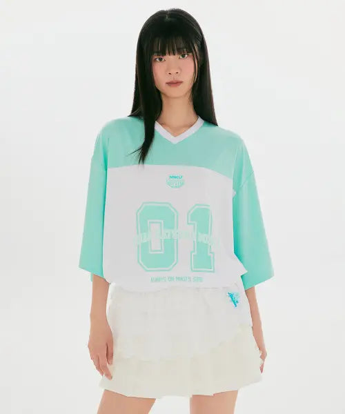 [SPAO] Hatsune Miku Football Jersey Short Sleeve T-shirt (Mint) / [하츠네미쿠] 풋볼 저지 반팔티(Mint)_SPRLG37U16