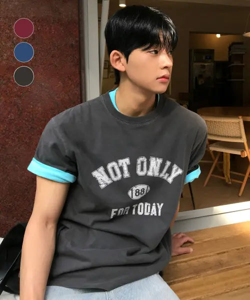[NOT ONLY FOR TODAY] Number Ball Pigment Short Sleeve T-Shirt (3 Colors) / 넘버볼 피그먼트 반소매 티셔츠 (3Color)