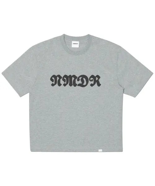 [NOMANUAL] WAFFLE PATCHED CROP T-SHIRT - MELANGE