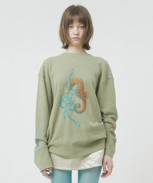 [RETRIEVER CLUB] SEA HORSE LONG SLEEVE  [LIGHT GREEN] / SEA HORSE LONG SLEEVE [LIGHT GREEN]