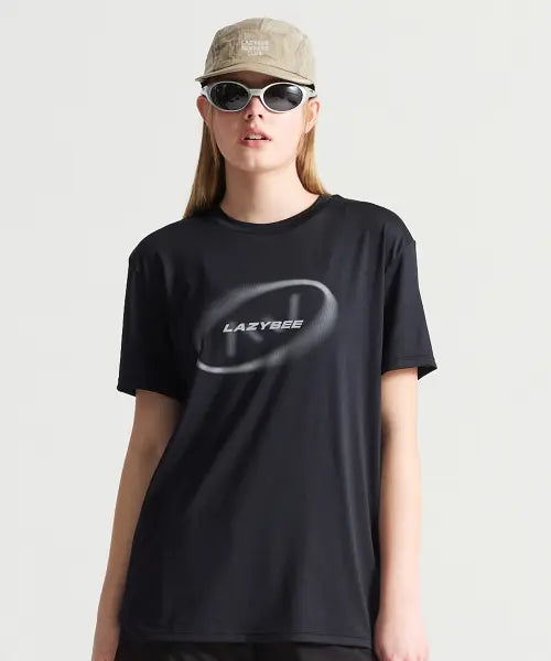 [LAZYBEE] Aero Glide Reflective Short Sleeve Running T-Shirt - Black / 에어로 글라이드 리플렉티브 숏 슬리브 러닝 반팔 W 블랙