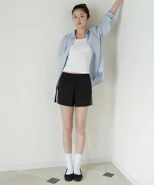 [MUSINSA STANDARD WOMAN] Womens Lace Track Shorts [Black] / 우먼즈 레이스 트랙 쇼츠 [블랙]