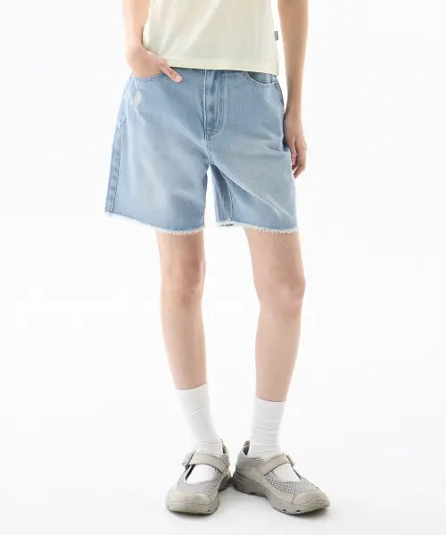 [FILLUMINATE] (W) Damage Denim Shorts-Light Blue / (W)  데미지 데님 쇼츠-라이트블루