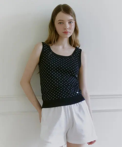 [MICANE] Nevir Dot Sleeveless Knit / 네베르 도트 슬리브리스 니트