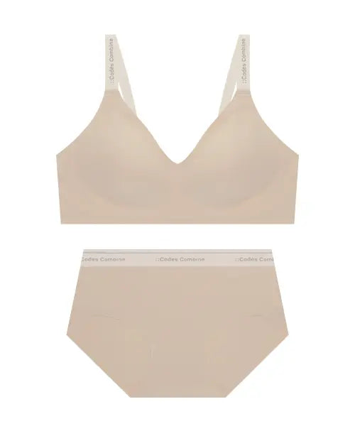 [CODES COMBINE INNERWEAR] Lift-up Volume Integrated No-Hook Seamless Bra Panty Set_Skin / 리프트업 볼륨일체형 노후크 심리스 브라팬티 세트_스킨