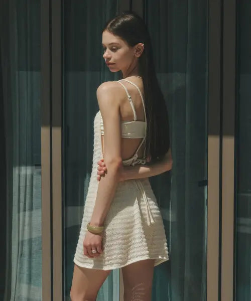[MONGDOL] Beaded Strap Knit Cover-Up Dress / 비즈 스트랩 니트 커버업 원피스 MDSW011_2 Colors