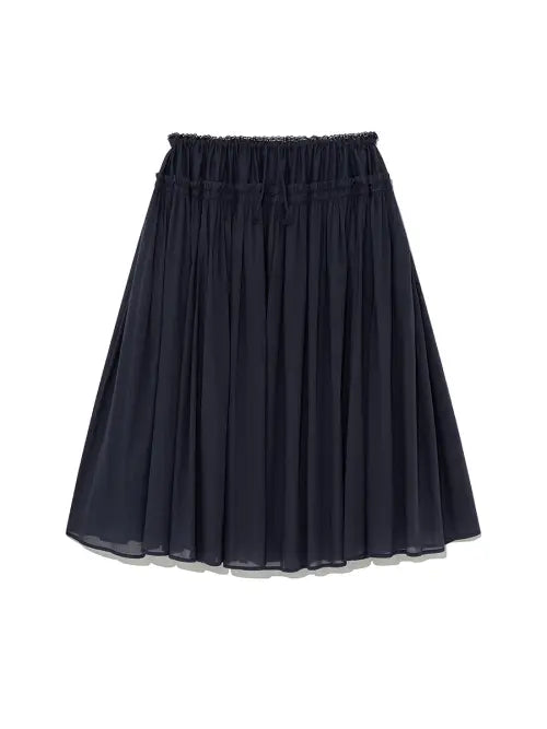[GLOWNY] LACE STRING GATHERED LONG SKIRT (NAVY)