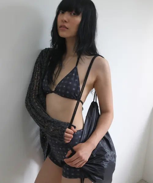 [ASON] LAZE CHECK BIKINI SET / BLACK