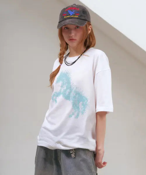 [NP STUDIO] Dot Stellion Over Fit T-shirt / 도트 스텔리온 오버핏 반팔 티셔츠 [ 화이트 ]