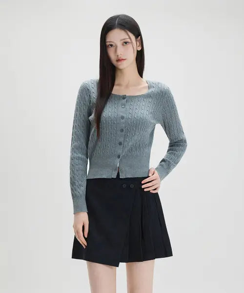 [MIXXO] Square Neck Cable Cardigan / 스퀘어넥 케이블 가디건 RE CKF313T_MIWCKG31QT