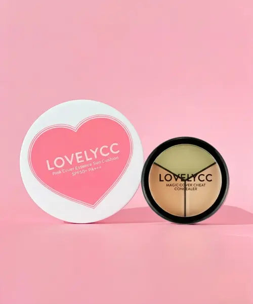 [LOVELYCC] [SET] Pink Tone Up Cover Essence Sun Cushion 15g + Magic Cover Cheat Concealer 12g / [SET]핑크 톤업 커버 에센스 선쿠션 15g + 매직 커버 치트 컨실러 12g