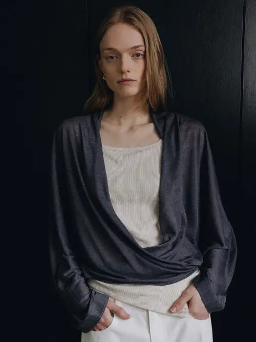 [LOEUVRE] Sheer Jersey Drape Cardigan SW6ME789_2color