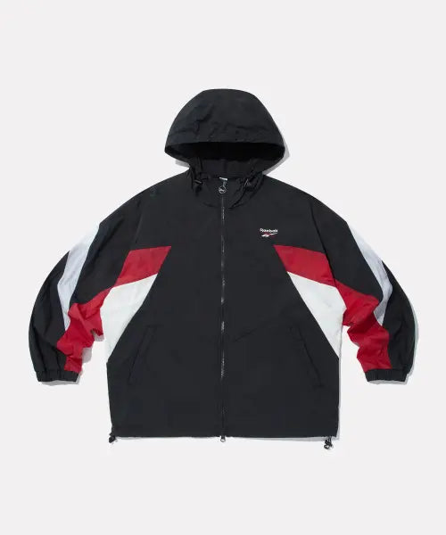 [REEBOK] Colorblock Mesh Matching Windbreaker - Black:Red / 컬러블록 메쉬 매칭 윈드브레이커 - 블랙:레드