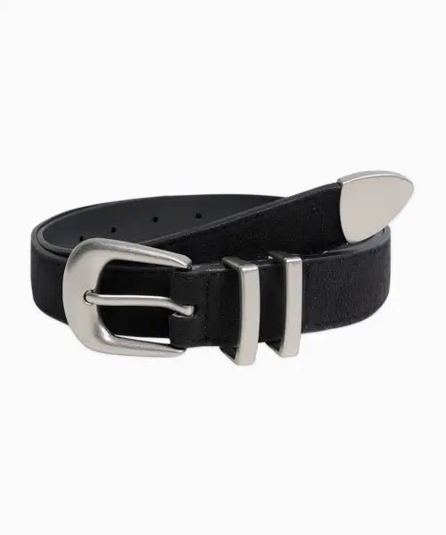 [DOFFJASON] Suede Leather Volume Western Belt BLACK / 스웨이드 레더 볼륨 웨스턴 벨트 BLACK
