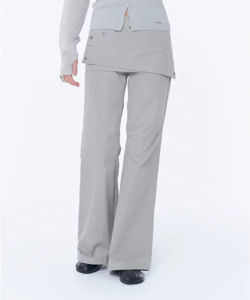[MISEKI SEOUL] Layered button wrap skirt pants set GREY