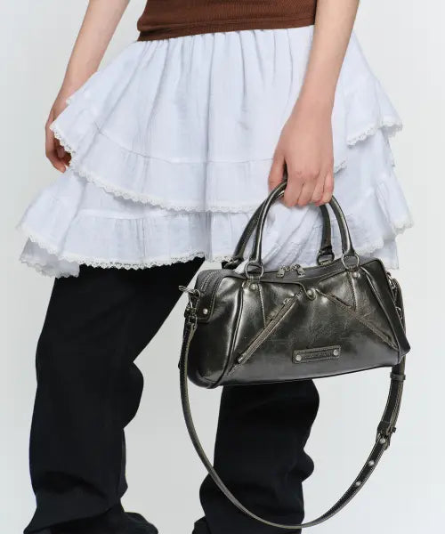 [SUNBURNPROJECT] FAUX LEATHER MINI M.O.S BAG, METAL