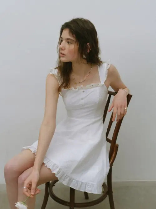 [SINCETHEN] French Embroidery Mini Dress / 프렌치 자수 미니원피스