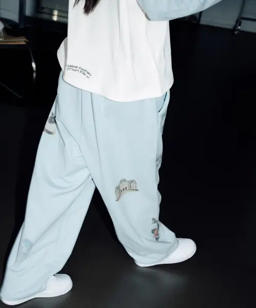 [UNSTEADYMARKET] Souvenir Sweat Pants_ Powder Blue / 수브니어 스웨트 팬츠 파우더블루