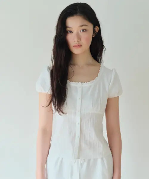 [HOMEBODY THINGS] Lace Puff Blouse (WHITE)