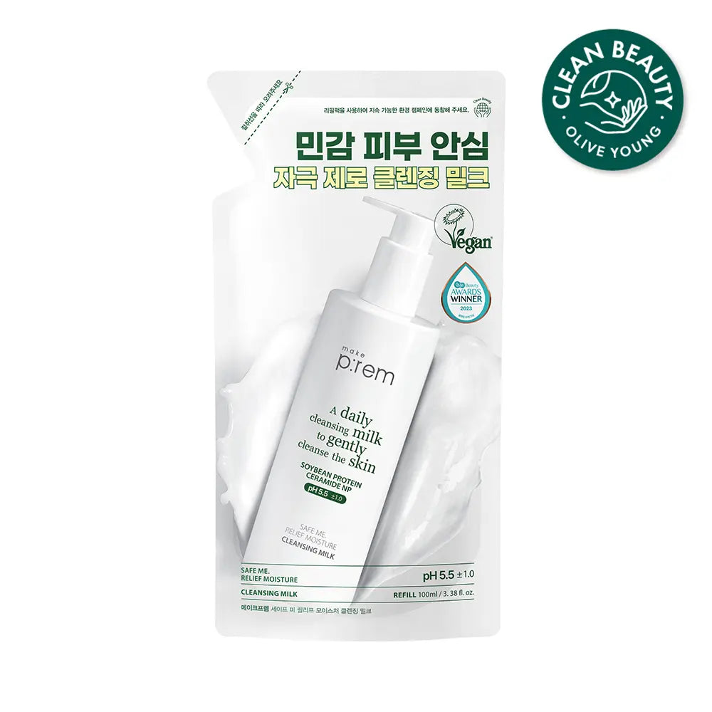 [makeprem] Make P:rem Safe Me. Relief Moisture Cleansing Milk Refill Pack 100ml / 메이크프렘 세이프 미 릴리프 모이스처 클렌징 밀크 리필팩 100ml