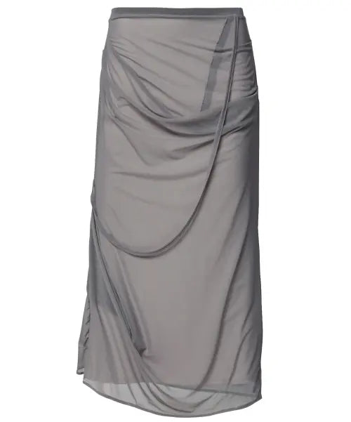 [FLAREUP] Draped Mesh Layered Long Skirt (FL-264_Gray)