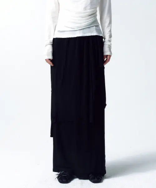 [INSILENCE WOMEN] 3 Layer Maxi Skirt BLACK / 3 레이어 맥시 스커트 BLACK