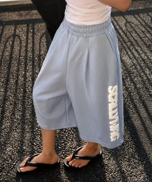 [SCALLYWAG] Embossed Lettering Training Shorts [Sky Blue] / 엠보 레터링 트레이닝 쇼츠[소라]