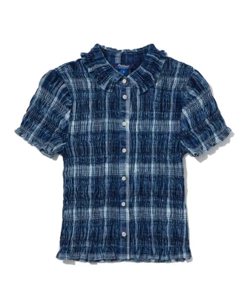 [PENFIELD] Check Washing Smoking Shirt Blue / 체크 워싱 스모킹 셔츠 블루_FS2WR01F