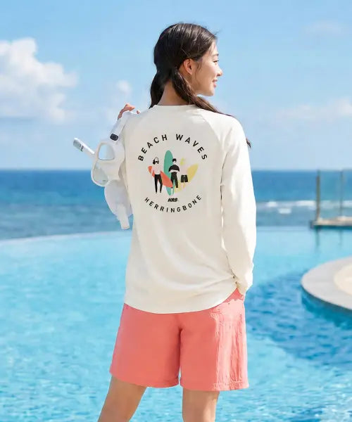 [HERRINGBONE] Women's Rash Guard Set: Loose Fit Long Sleeve with Cooling Swim Pants (Set of 3 Options) / [SET] 여성 래쉬가드세트 루즈핏 긴팔 \u0026 쿨링 스윔팬츠 3종 택1 RH364 AE302