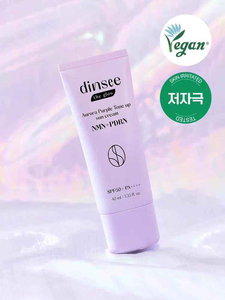 [Dinshi The Glow] Dinci The Glow Aurora NMN PDRN Purple Tone-Up Sun Cream 40ml / 딘시 더글로우 오로라 NMN 피디알엔 퍼플톤업 선크림 40 ml