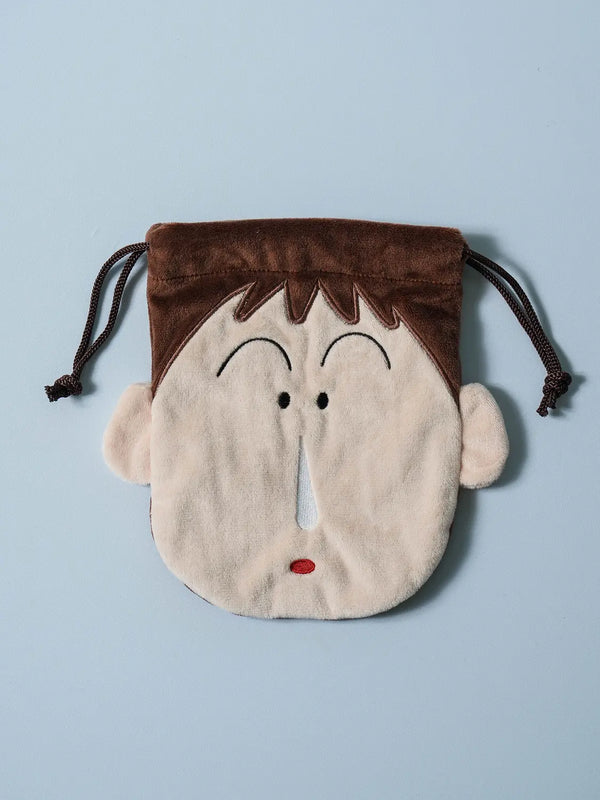[DAISO] Crayon Shin-chan Face String Pouch (Mannyo) / 짱구 얼굴 스트링 파우치 맹구