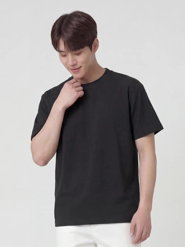 [DAISO] Men's Light Loose Fit Short Sleeve T-Shirt (Black) / 남성용 라이트 루즈핏 반팔티(M)(블랙)