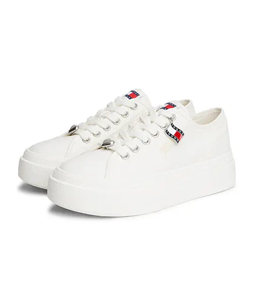 [TOMMY HILFIGER] TOMMY SHOES / 도메니카 플랫폼 캔버스 참 스니커즈-화이트(T52G1ARS320JT1YBL)