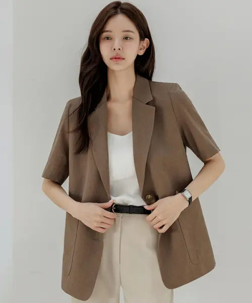 [FRENCHCHIC] Knockton Chiffon Layered Linen Jacket_F6S391JK / 노크턴 쉬폰 레이어드 린넨 자켓_F6S391JK