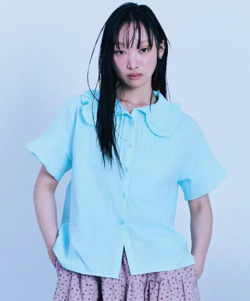 [GUWOLSIBIL] Bohemian Accordion Shirt - Mint / BOHEMIAN ACCORDION SHIRT MINT