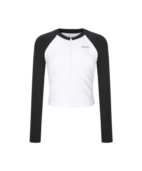 [DISCOVERY EXPEDITION] Ws Full Zip-up Crop Rashguard / 여성 풀집업 크롭 래쉬가드 (L/BLACK)