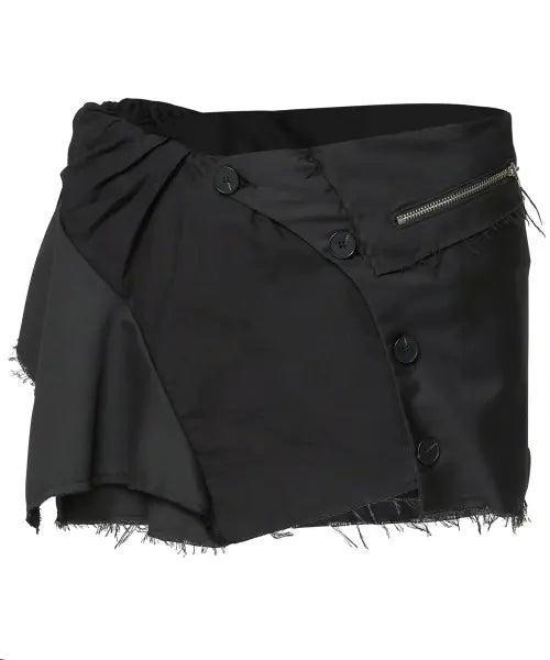 [FLAREUP] Asymmetrical Layered Mini Skirt (FL-267_Black)
