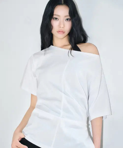 [MUSINSA STANDARD WOMAN] Women's Relaxed Off-Shoulder T-Shirt [White] / 우먼즈 릴렉스드 오프숄더 티셔츠 [화이트]