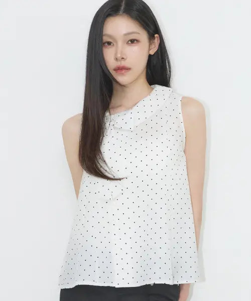 [ILLIGO] Rope Flare Blouse White Dot / 로프 플레어 블라우스 화이트 도트