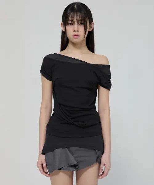 [FLAREUP] 2-Layered Top (FL-141_Black)