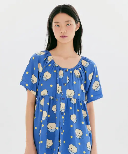 [SPAO] Mang-geureonjin-gom Shirring Pajamas (BLUE) / [망그러진곰] 셔링 파자마(BLUE)_SPPPG23U08