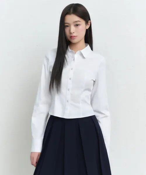 [MUSINSA STANDARD WOMAN] Women's Bustier Crop Shirt [White] / 우먼즈 뷔스티에 크롭 셔츠 [화이트]