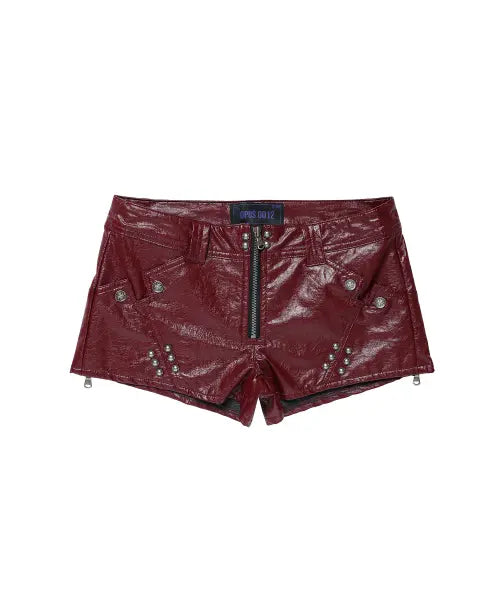 [OPUS 0012] Op. 08 Villain Leather Micro Pants - Burgundy / Op. 08 VILLAIN LEATHER MICRO PANTS BURGUNDY