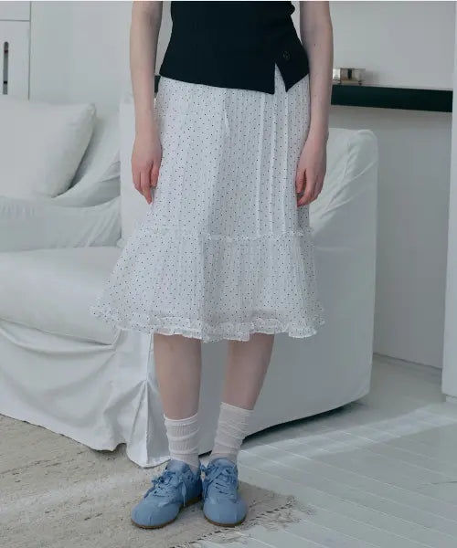 [JUCYJUDY] Dot Frill Tiered Skirt / 도트프릴티어드스커트 J1SK322E