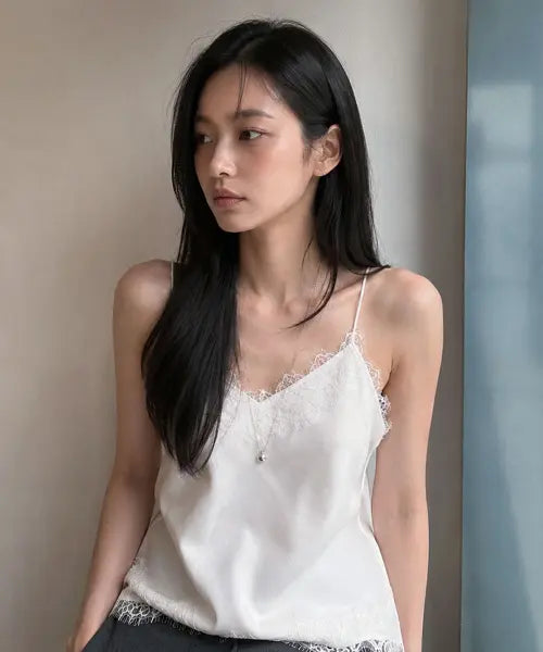 [GENERALIDEA] woman silky lace camisole [white] / 실키 레이스 케미솔 [WHITE] / GF2LSH522