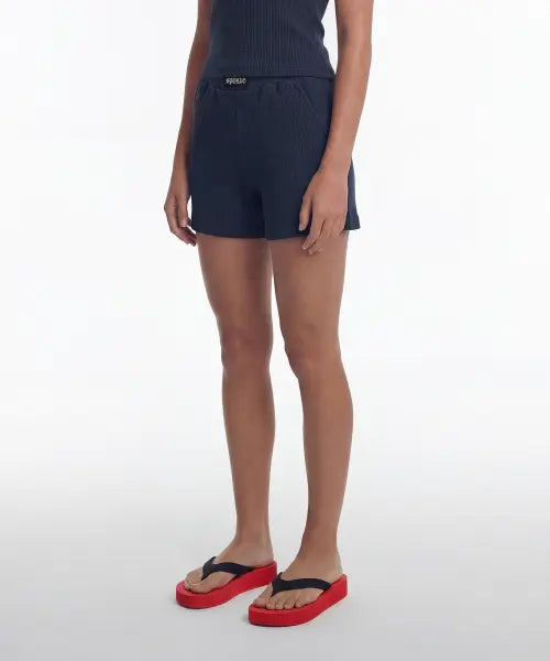[HDEX] One Mile Label Waffle Shorts W Navy / 원마일 라벨 와플 쇼츠 W (Navy)
