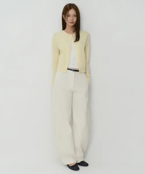 [MUSINSA STANDARD WOMAN] Women's Solid CP Curved Chino Pants [Ivory] / 우먼즈 솔리드 CP 커브드 치노 팬츠 [아이보리]
