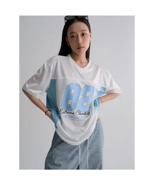 [8SECONDS] Number Graphic Oversized Short Sleeve T-Shirt White / 넘버 그래픽 오버핏 반소매 티셔츠  화이트