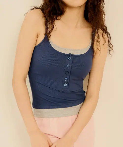 [MARN5] [2-Pack] Daily Henry Neck Layered Bralette Camisole / [2_pack]날마다 브라탑 헨리넥 레이어드 캡나시_6colors