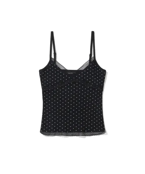 [NOT4NERD] W Polka Dot Lace Trim Sleeveless - Black